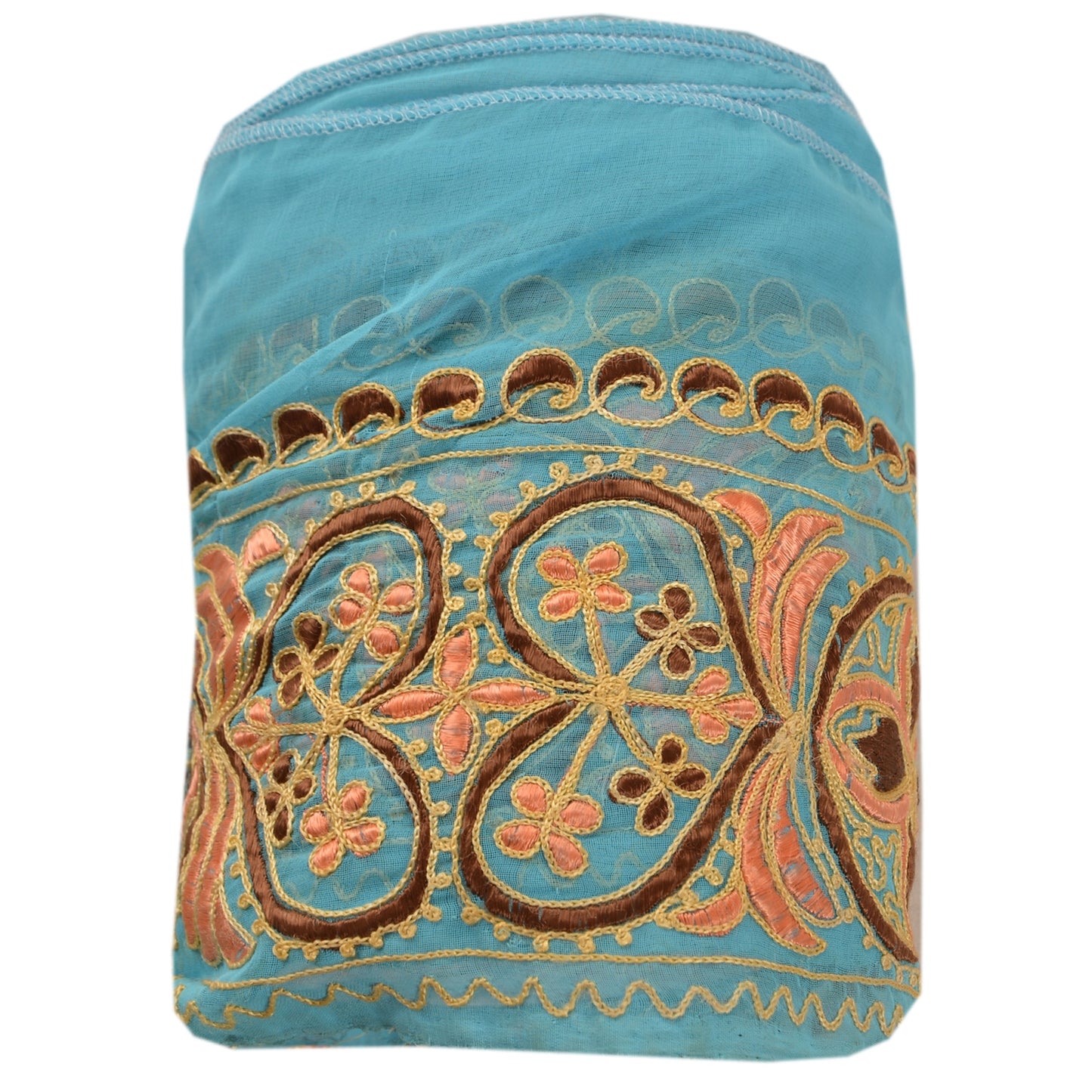 Sanskriti Vintage Sari Border Hand Embroidered 1 Yd Trim Sewing Blue Craft Lace