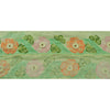 Sanskriti Vintage Sari Border Hand Embroidered 1 Yd Trim Sewing Green Craft Lace