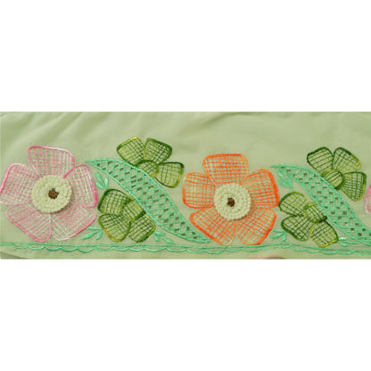 Sanskriti Vintage Sari Border Hand Embroidered 1 Yd Trim Sewing Green Craft Lace