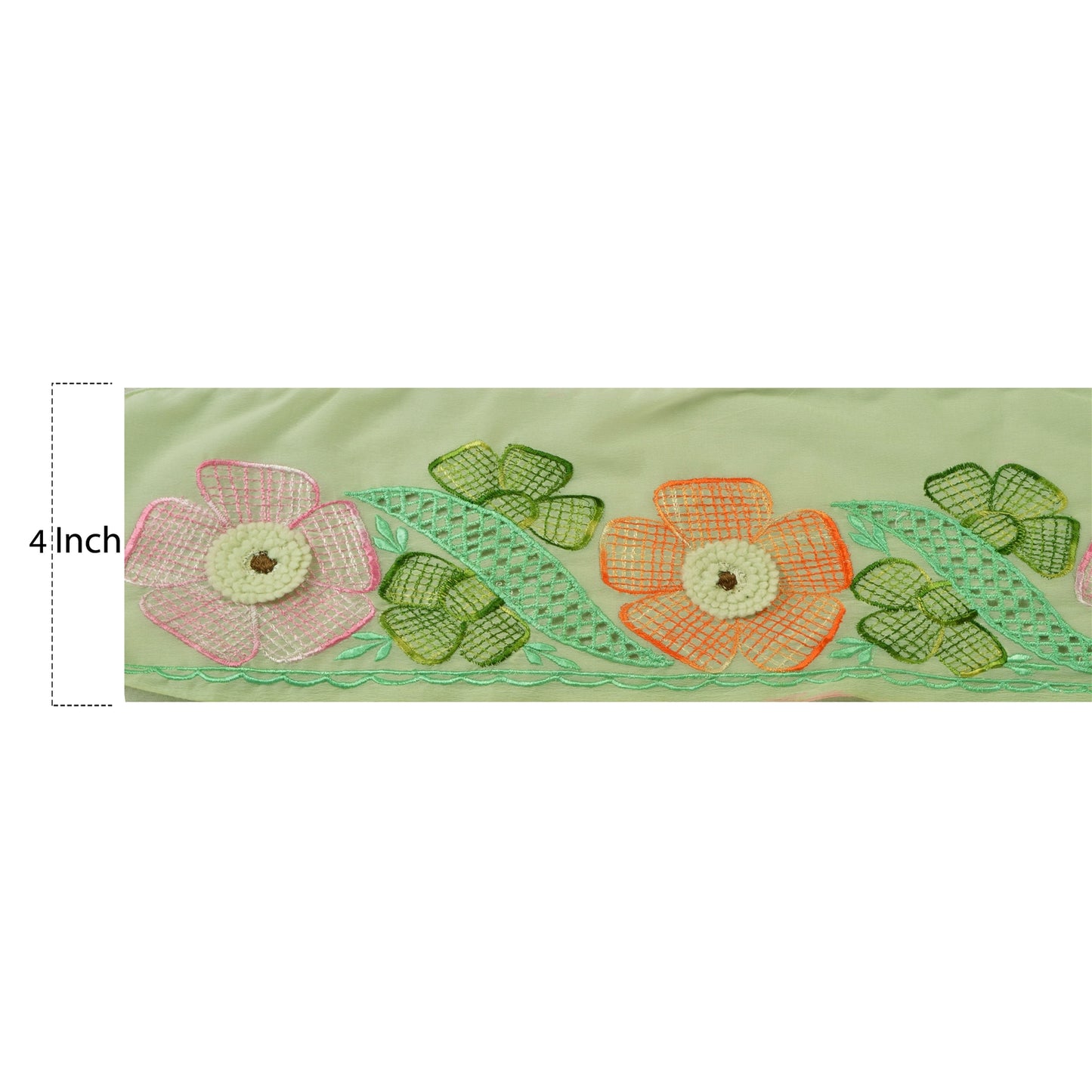 Sanskriti Vintage Sari Border Hand Embroidered 1 Yd Trim Sewing Green Craft Lace