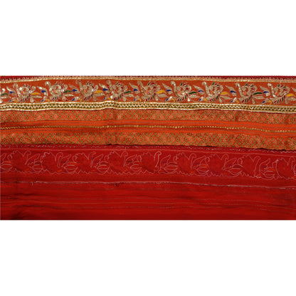 Sanskriti Vintage Border Antique Hand Beaded 1 Yd Indian Trim Sewing Orange Lace