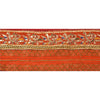Sanskriti Vintage Border Antique Hand Beaded 1 Yd Indian Trim Sewing Orange Lace