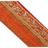 Sanskriti Vintage Border Antique Hand Beaded 1 Yd Indian Trim Sewing Orange Lace