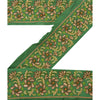 Sanskriti Vintage Sari Border Hand Beaded 1Yd Indian Trim Sewing Green Zari Lace