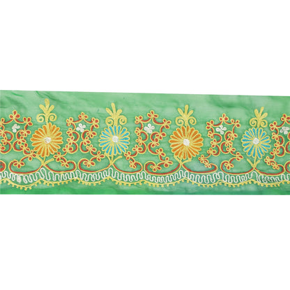 Sanskriti Vintage Border Antique Hand Embroidered Ari Work 1YD Trim Craft Lace
