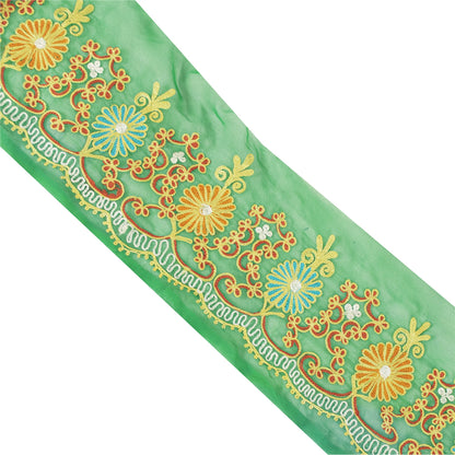 Sanskriti Vintage Border Antique Hand Embroidered Ari Work 1YD Trim Craft Lace