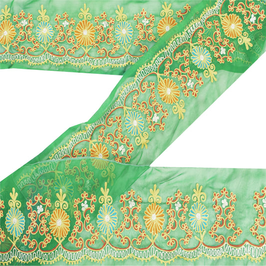 Sanskriti Vintage Border Antique Hand Embroidered Ari Work 1YD Trim Craft Lace