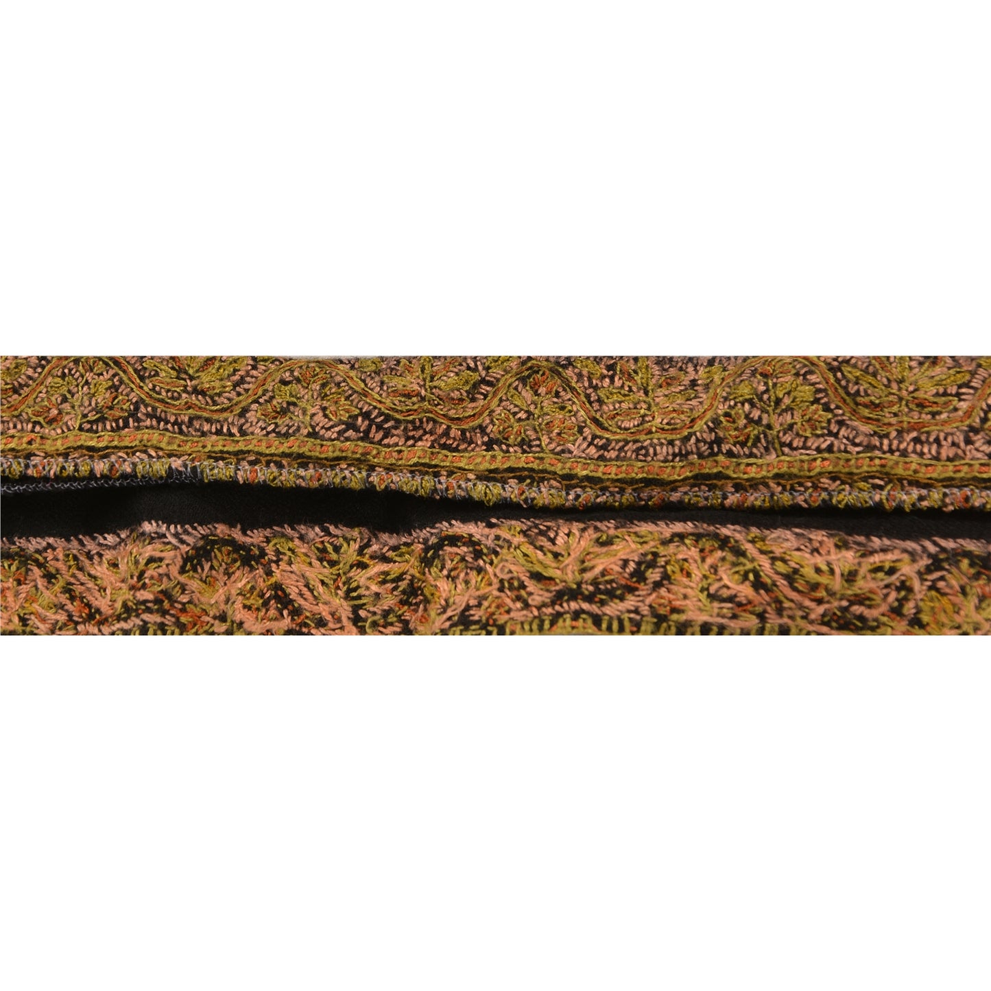 Sanskriti Vintage Sari Border Hand Embroidered Suzani 1Yd Trim Ribbon Black Lace