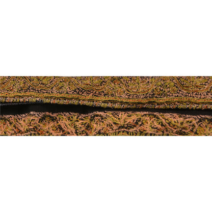 Sanskriti Vintage Sari Border Hand Embroidered Suzani 1Yd Trim Ribbon Black Lace