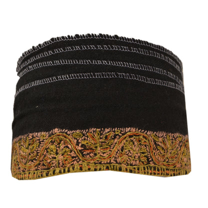 Sanskriti Vintage Sari Border Hand Embroidered Suzani 1Yd Trim Ribbon Black Lace