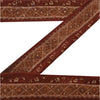 Sanskriti Vintage Sari Border Hand Embroidered 1Yd Indian Trim Ribbon Brown Lace