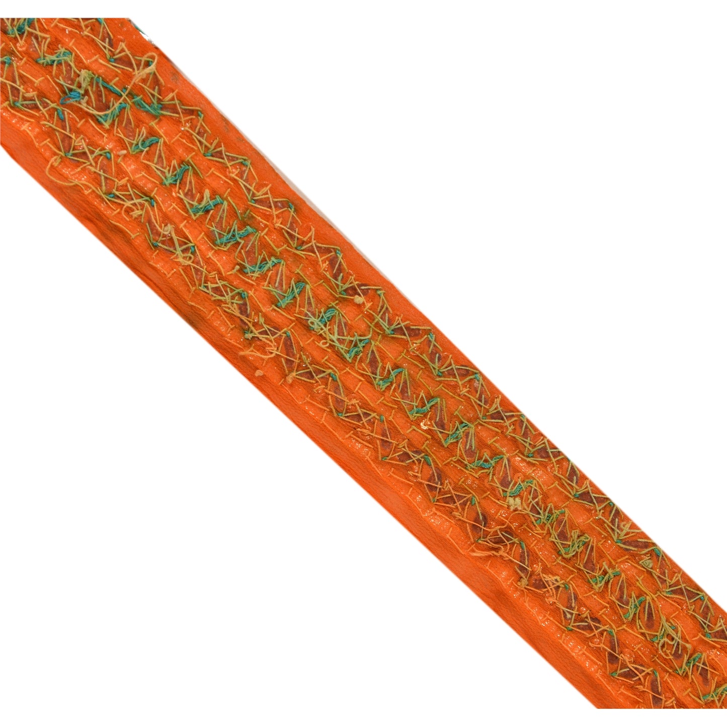 Sanskriti Vintage Sari Border Hand Beaded 1 Yd Indian Trim Ribbon Orange Lace
