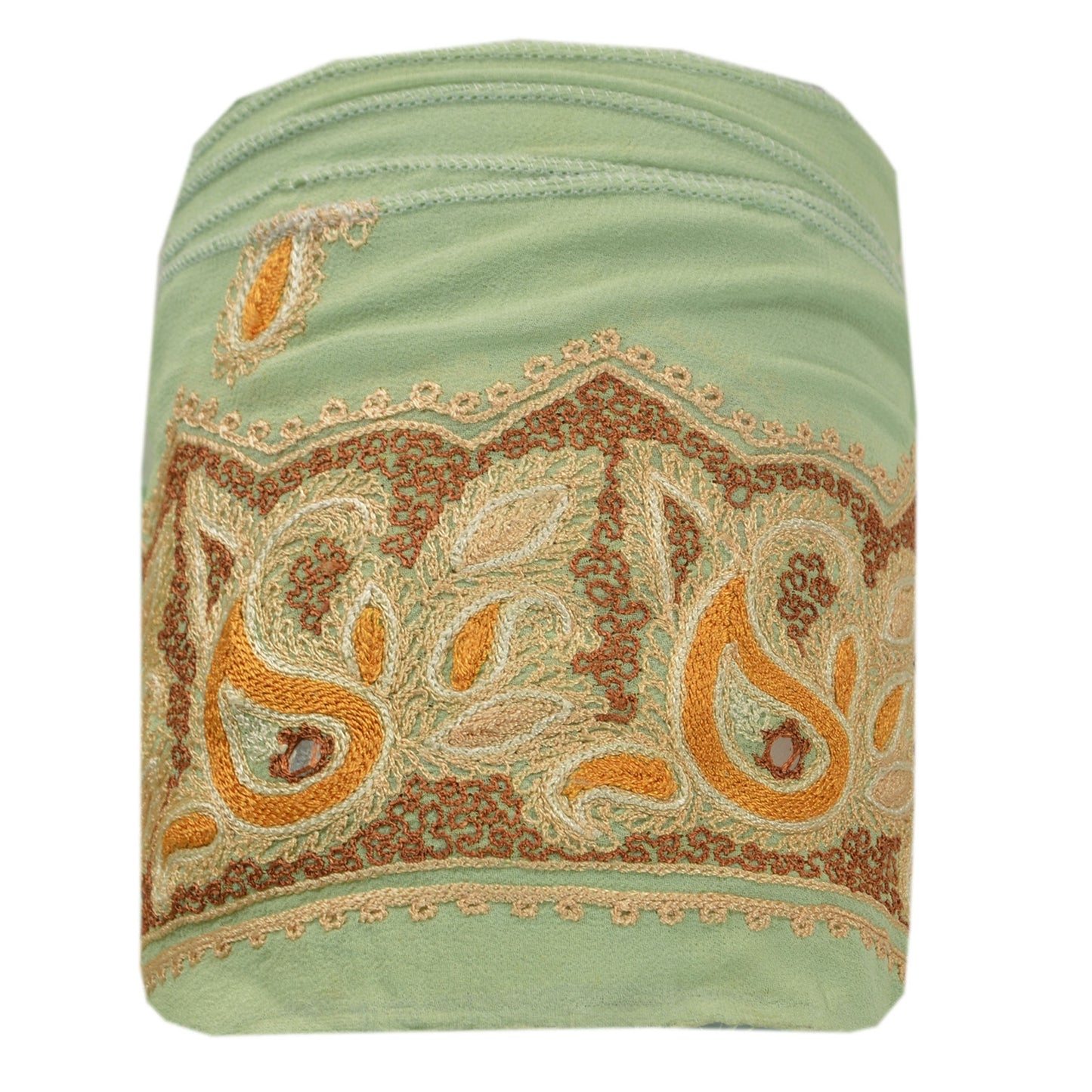 Sanskriti Vintage Sari Border Hand Embroidered 1 Yd Trim Sewing Green Craft Lace