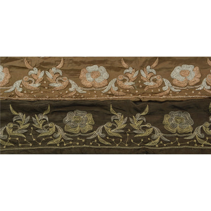 Sanskriti Vintage Sari Border Hand Embroidered 1 Yd Trim Sewing Green Craft Lace