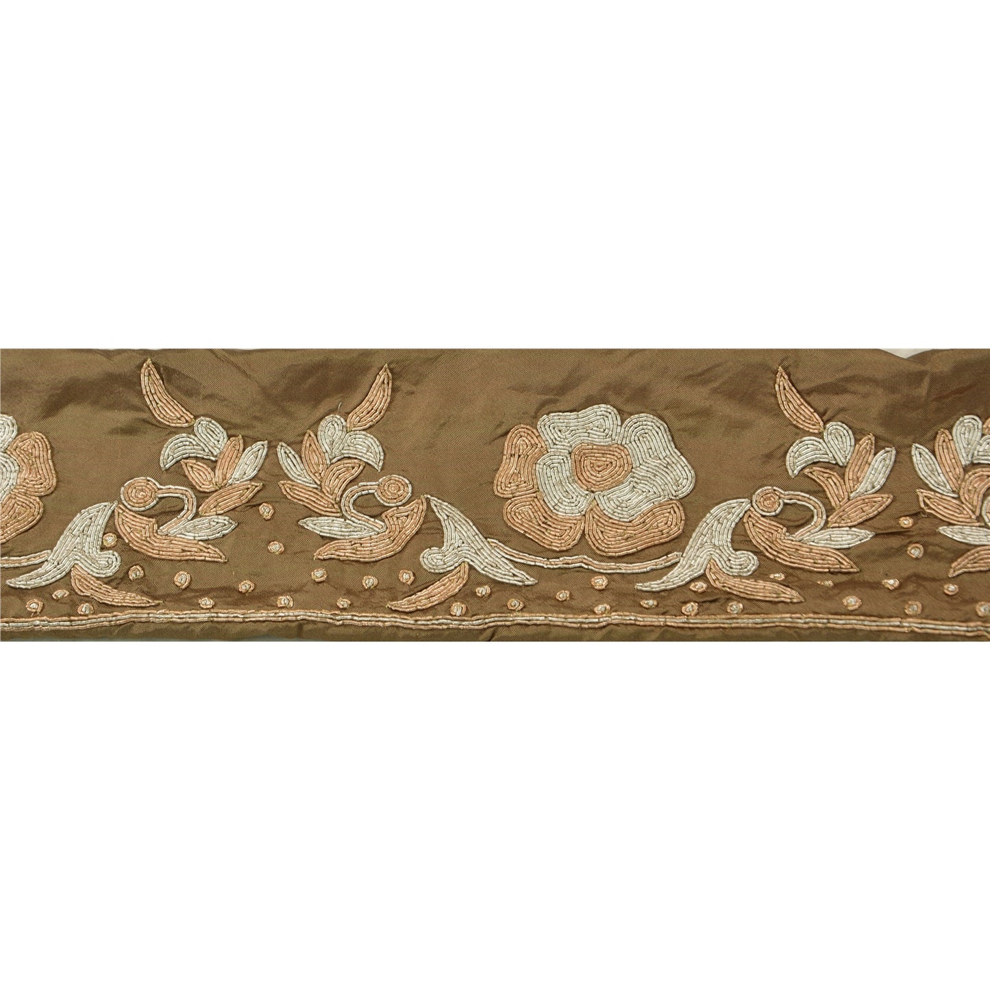 Sanskriti Vintage Sari Border Hand Embroidered 1 Yd Trim Sewing Green Craft Lace