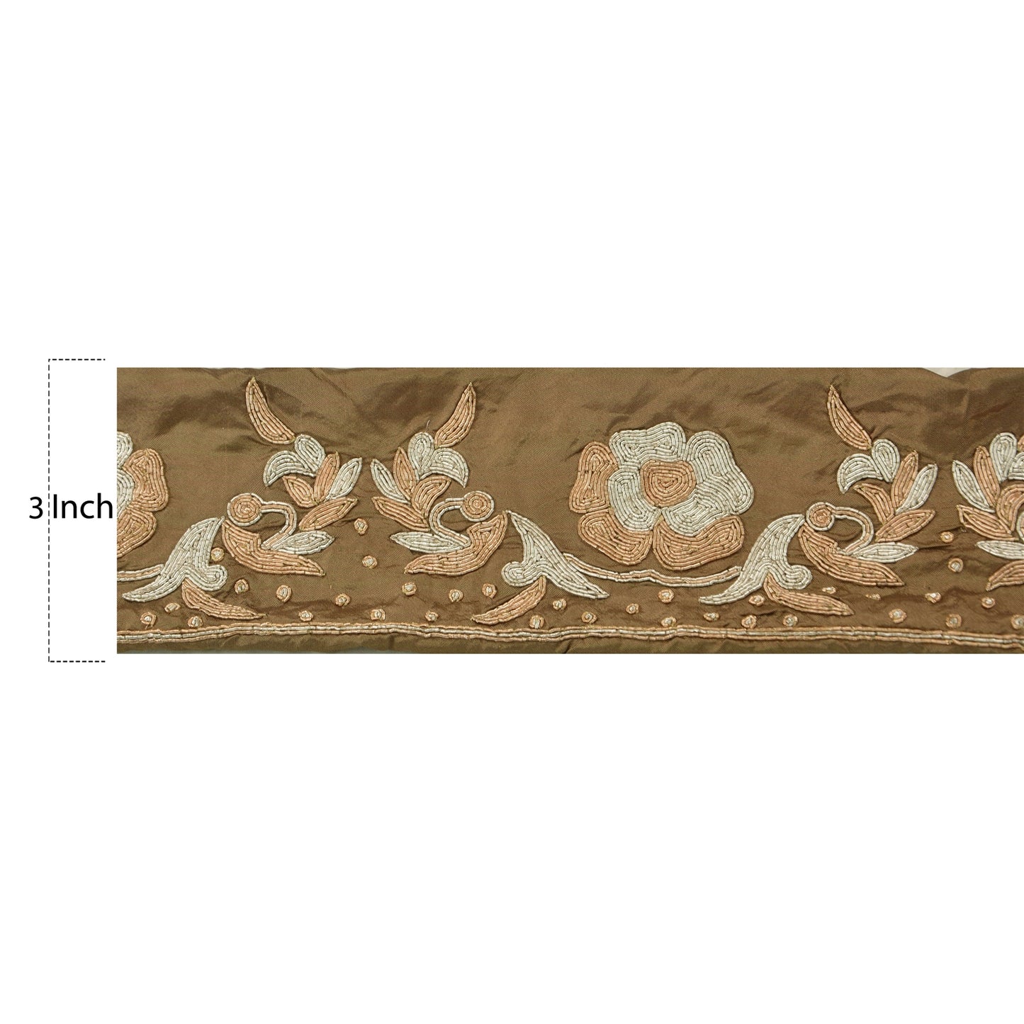 Sanskriti Vintage Sari Border Hand Embroidered 1 Yd Trim Sewing Green Craft Lace