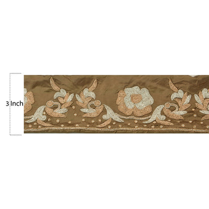 Sanskriti Vintage Sari Border Hand Embroidered 1 Yd Trim Sewing Green Craft Lace