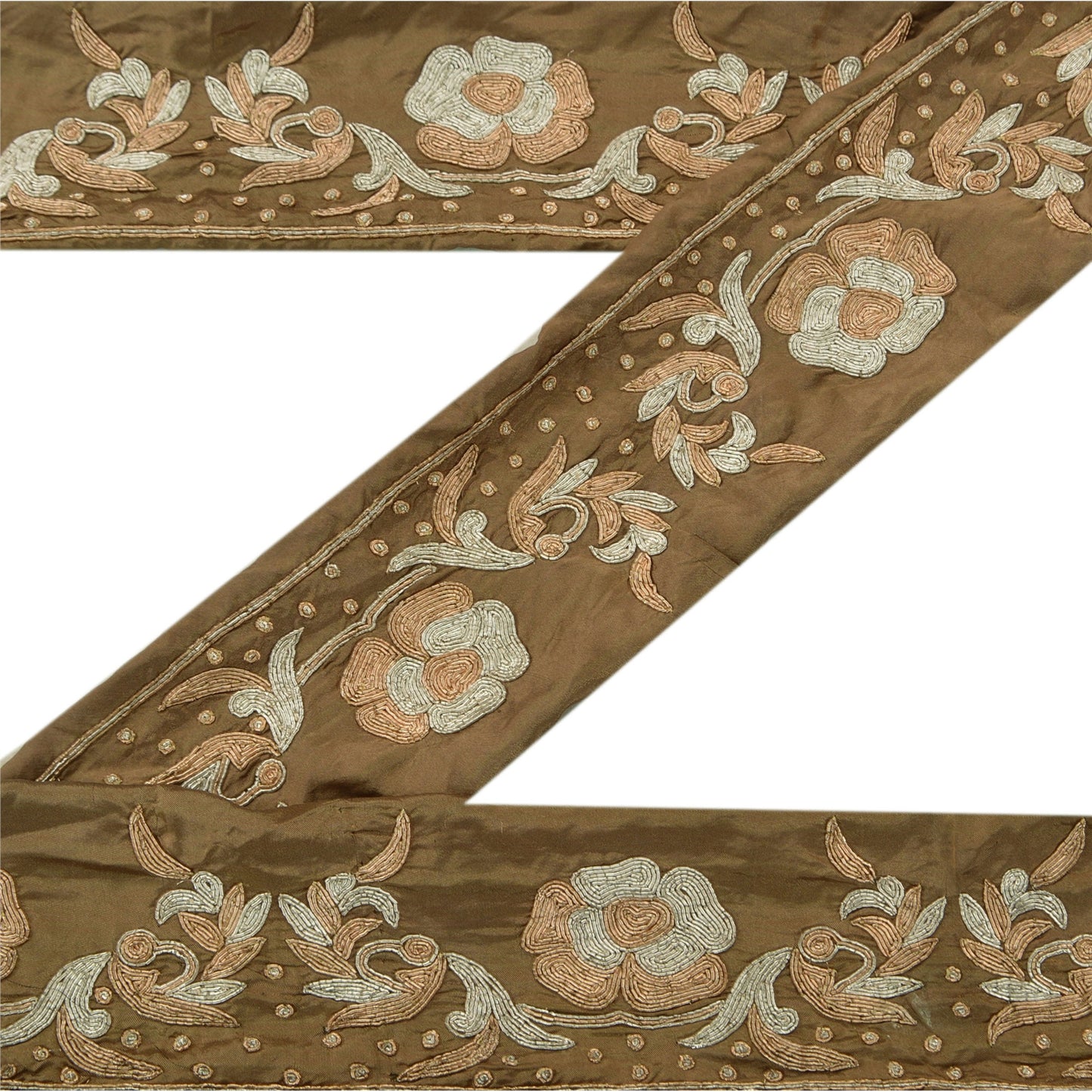 Sanskriti Vintage Sari Border Hand Embroidered 1 Yd Trim Sewing Green Craft Lace