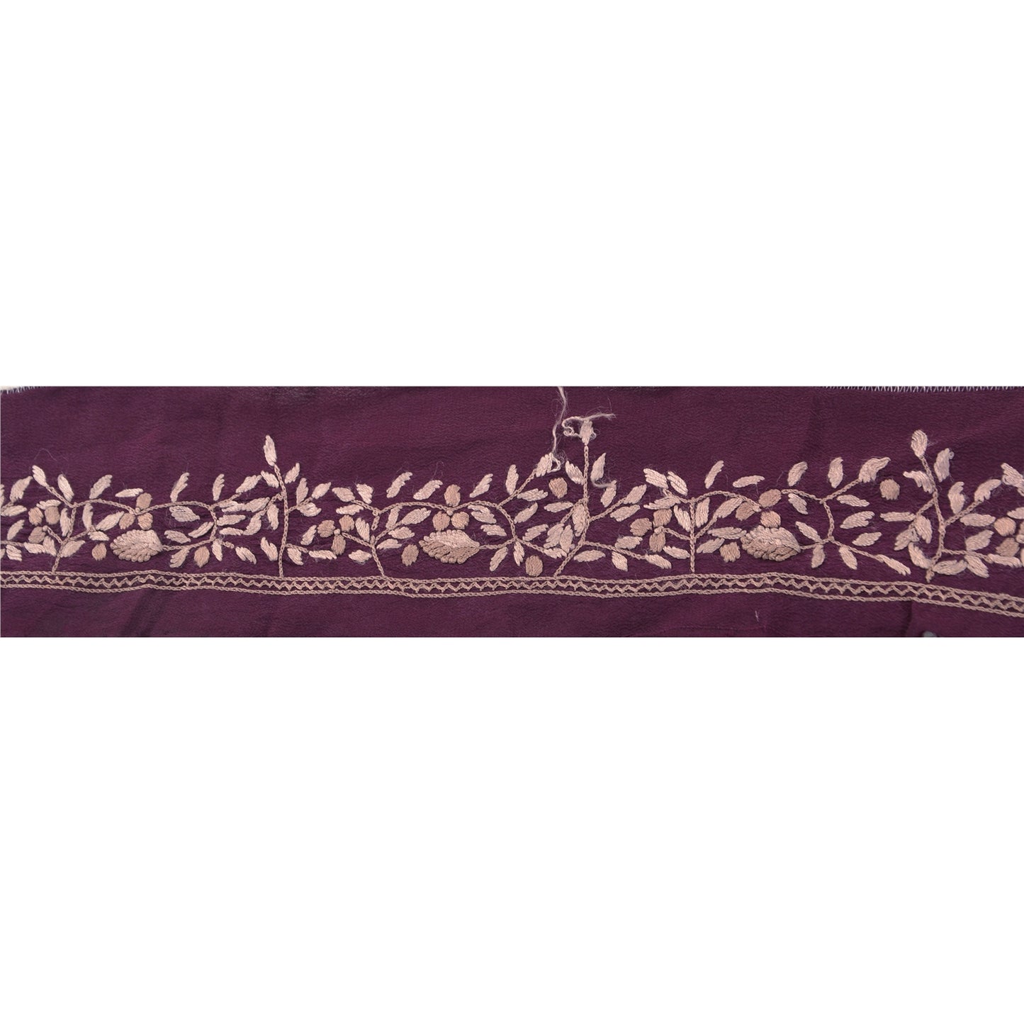 Sanskriti Vintage Sari Border Hand Embroidered 1Yd Craft Trim Ribbon Purple Lace