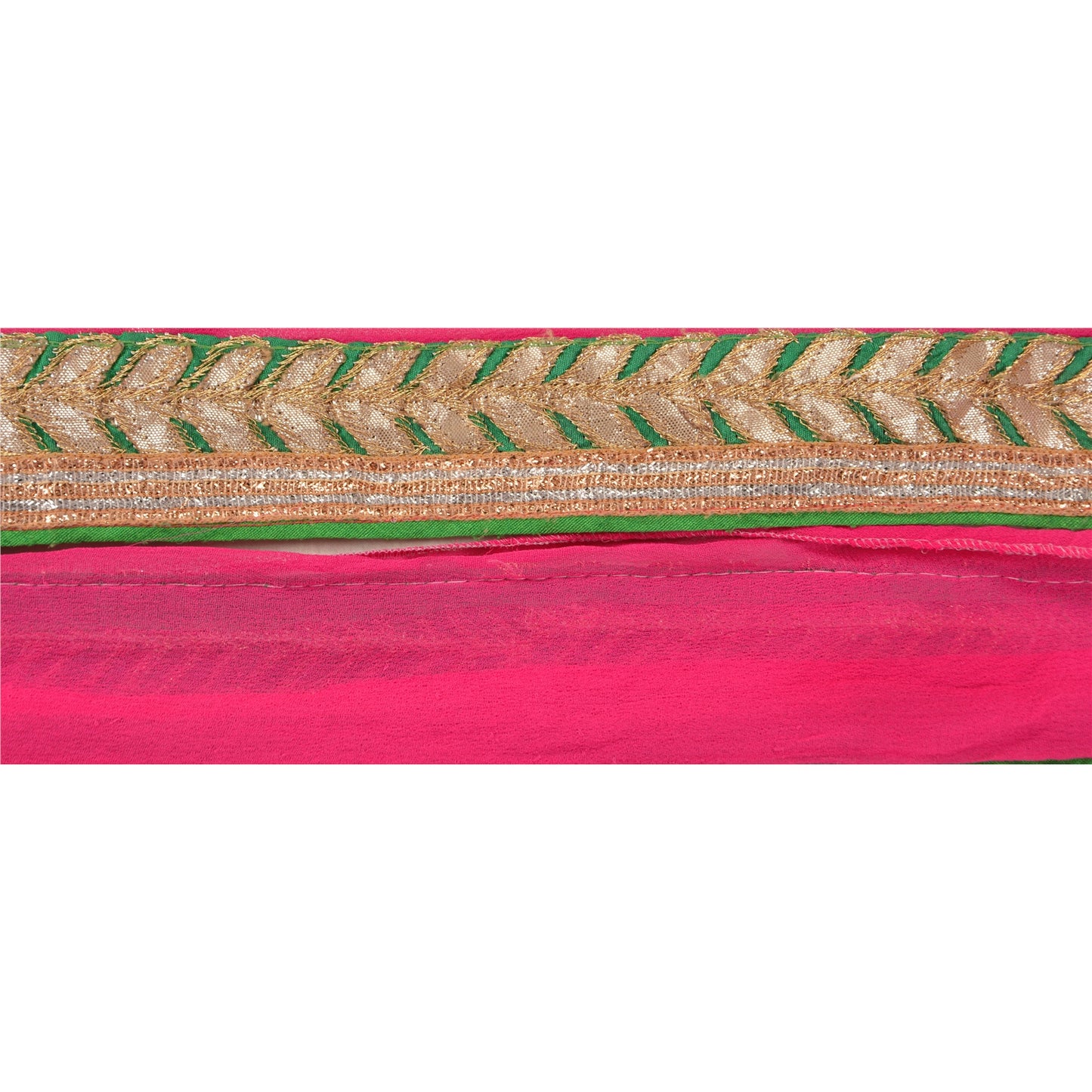 Sanskriti Vintage Sari Border Embroidered 1 Yd Trim Sewing Pink Craft Decor Lace