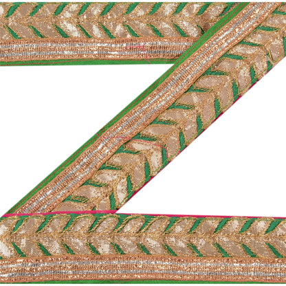 Sanskriti Vintage Sari Border Embroidered 1 Yd Trim Sewing Pink Craft Decor Lace