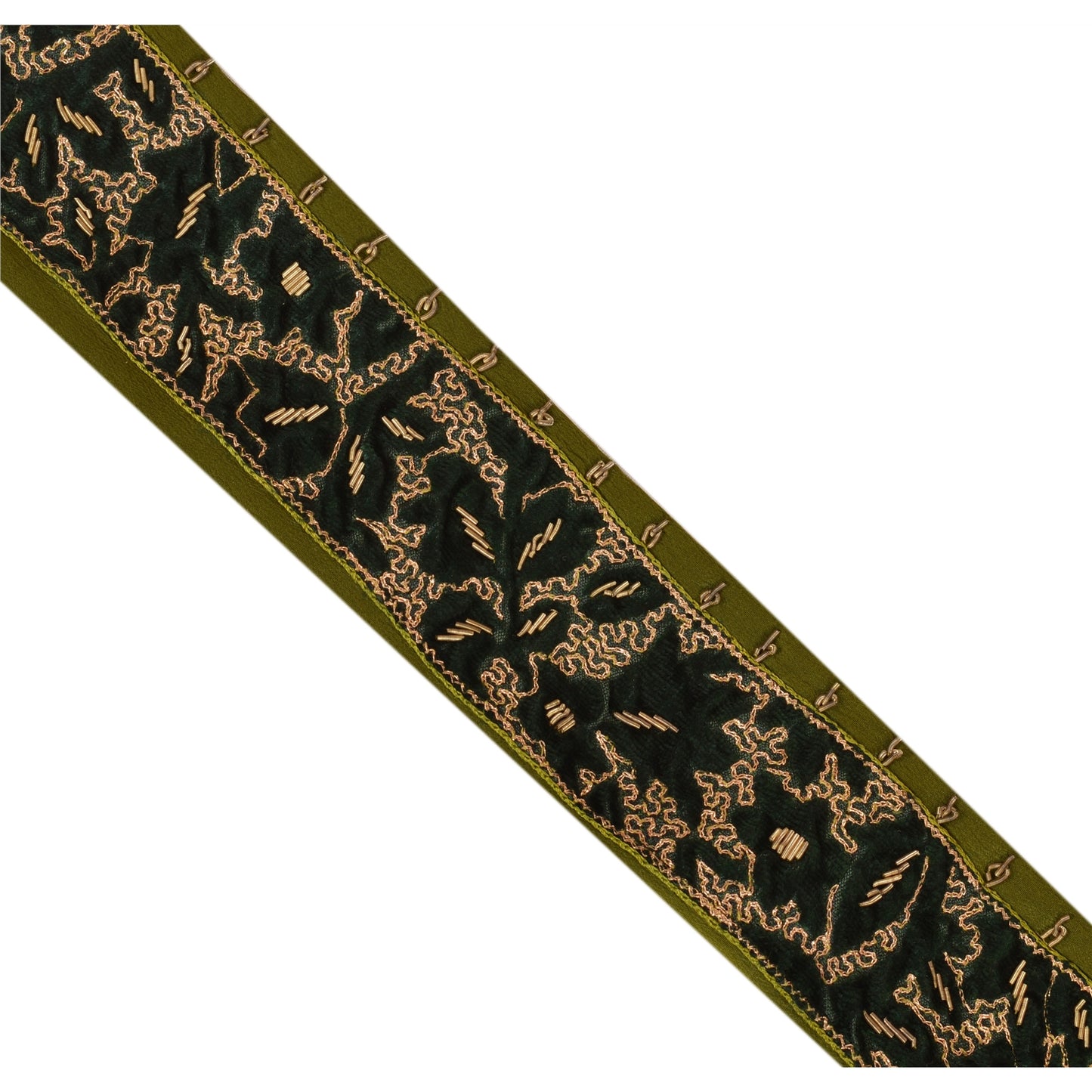 Sanskriti Vintage Sari Border Hand Embroidered 1 Yd Trim Sewing Green Craft Lace