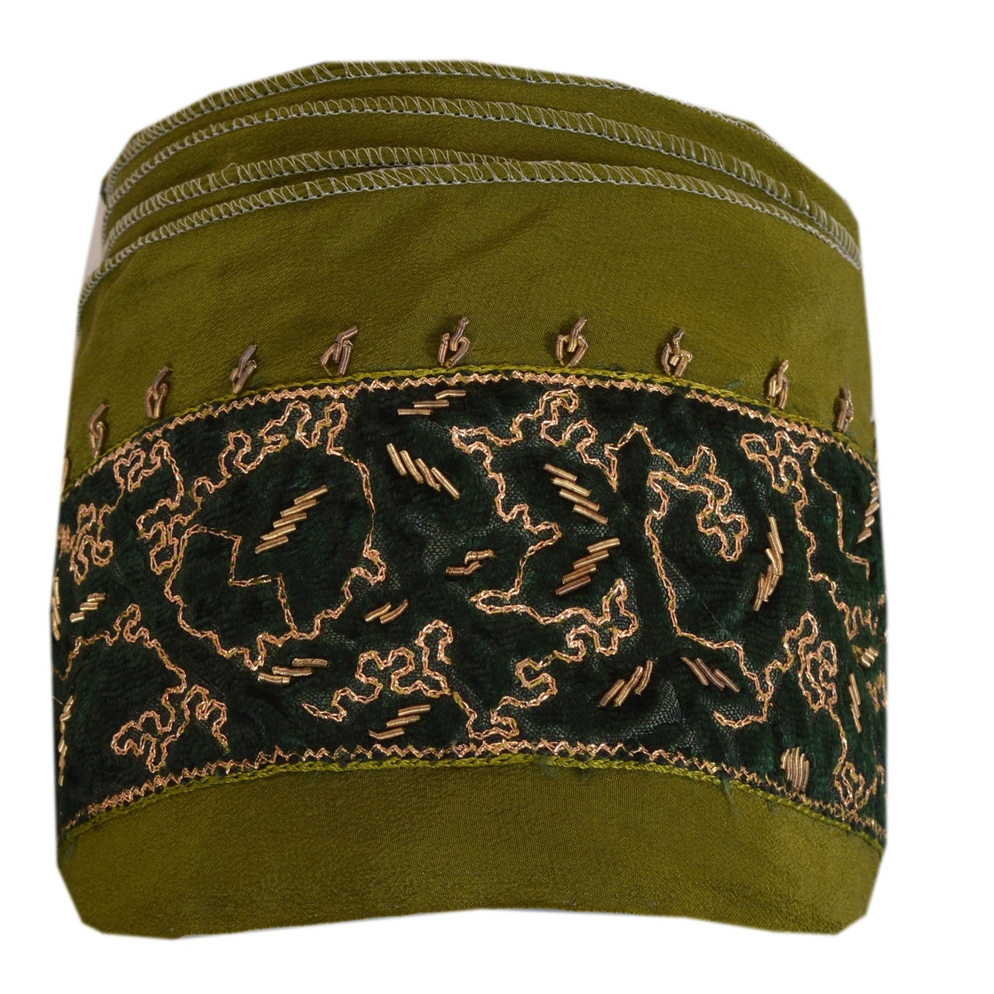 Sanskriti Vintage Sari Border Hand Embroidered 1 Yd Trim Sewing Green Craft Lace