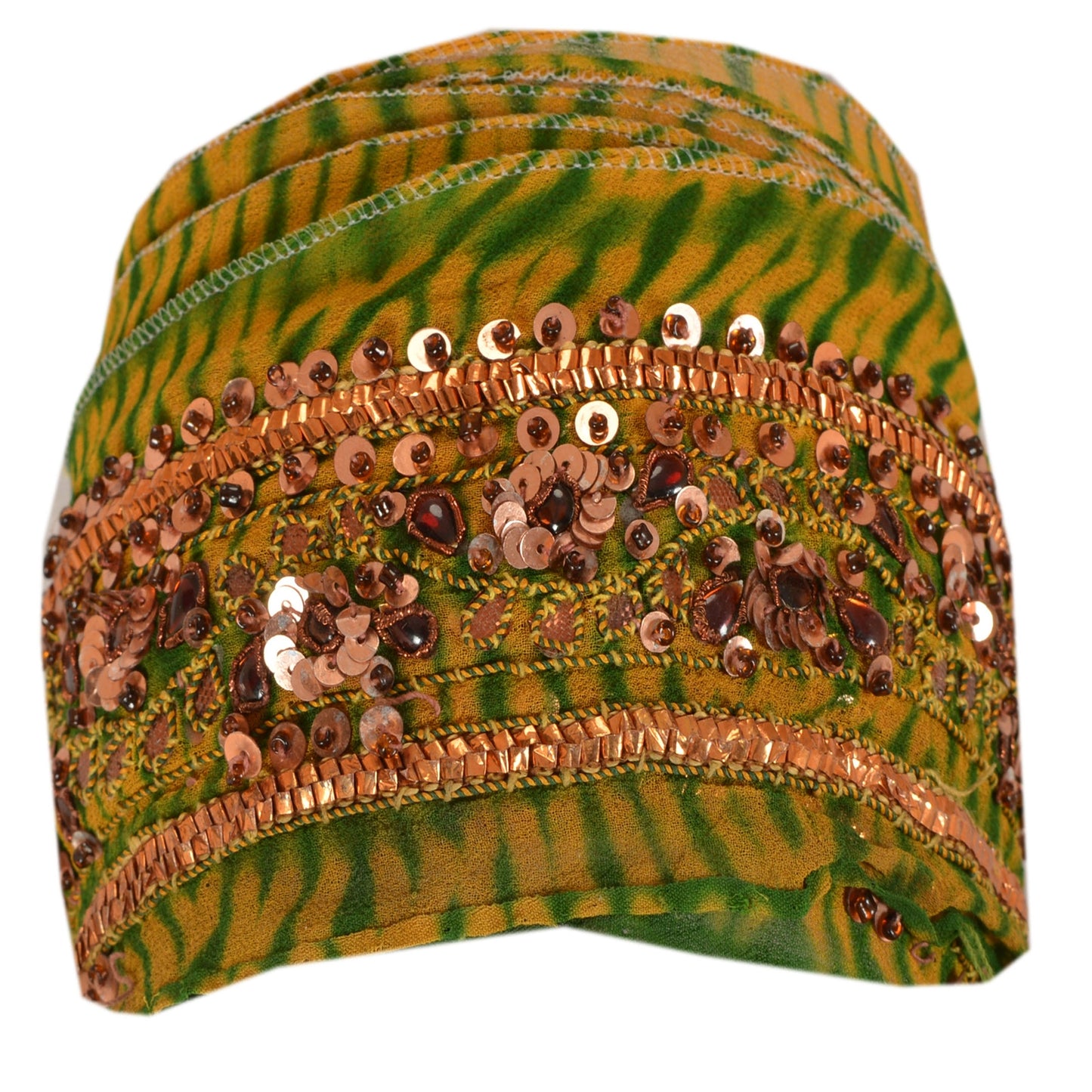 Sanskriti Vintage Sari Border Hand Beaded Leheria 1 Yd Trim Sewing Green Lace