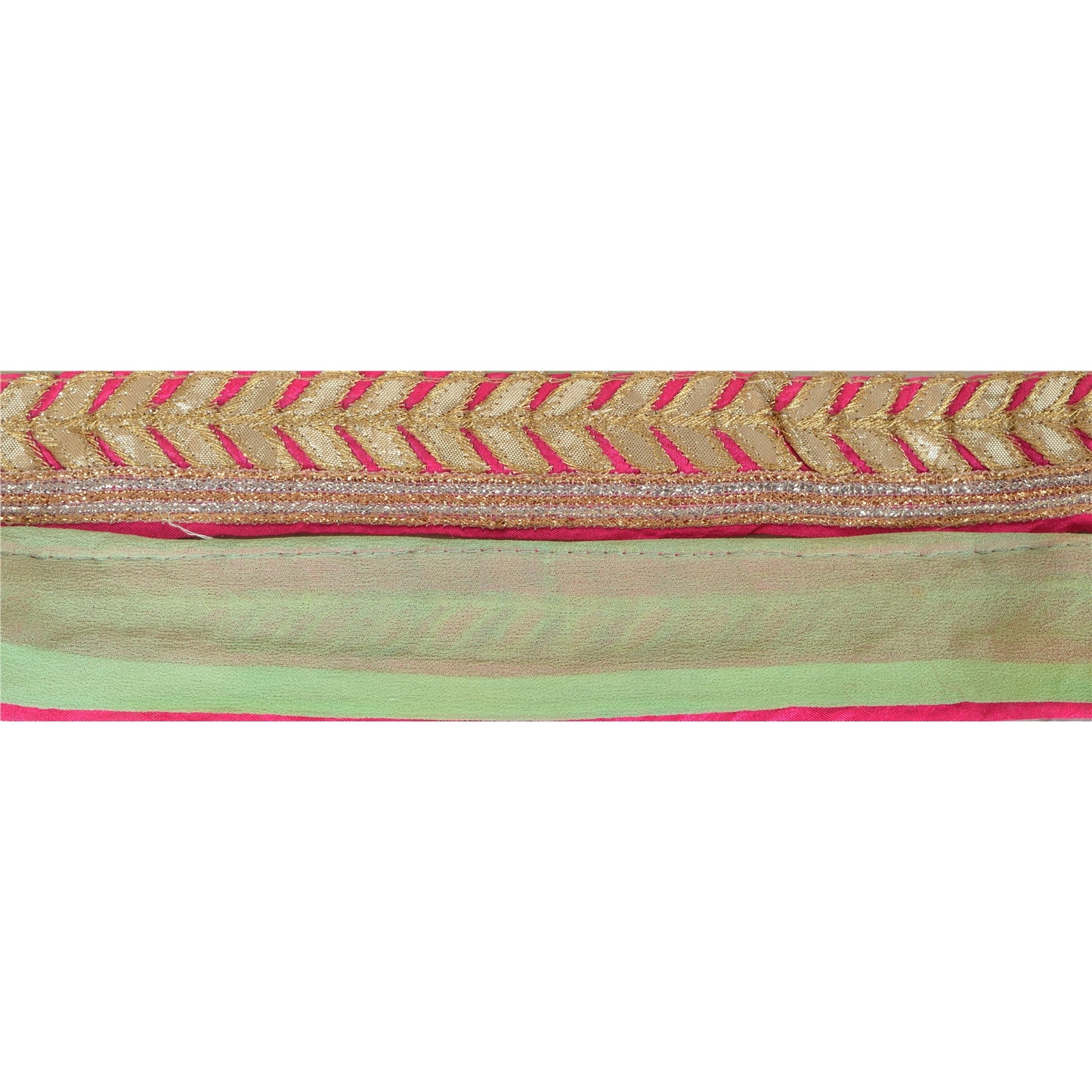 Sanskriti Vintage Sari Border Embroidered 1 Yd Trim Sewing Green Craft Gota Lace