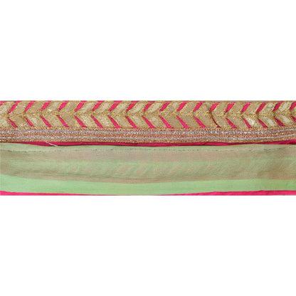 Sanskriti Vintage Sari Border Embroidered 1 Yd Trim Sewing Green Craft Gota Lace