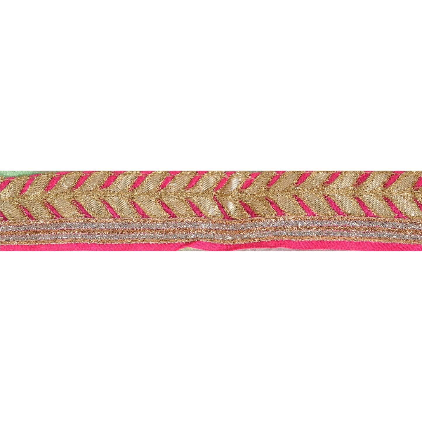 Sanskriti Vintage Sari Border Embroidered 1 Yd Trim Sewing Green Craft Gota Lace