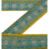 Sanskriti Vintage Sari Border Hand Beaded 1Yd Trim Sewing Green Rhinestone Lace