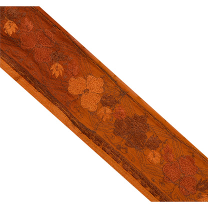 Sanskriti Vintage Sari Border Hand Beaded 1 Yd Indian Trim Sewing Orange Lace