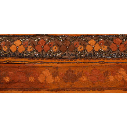 Sanskriti Vintage Sari Border Hand Beaded 1 Yd Indian Trim Sewing Orange Lace