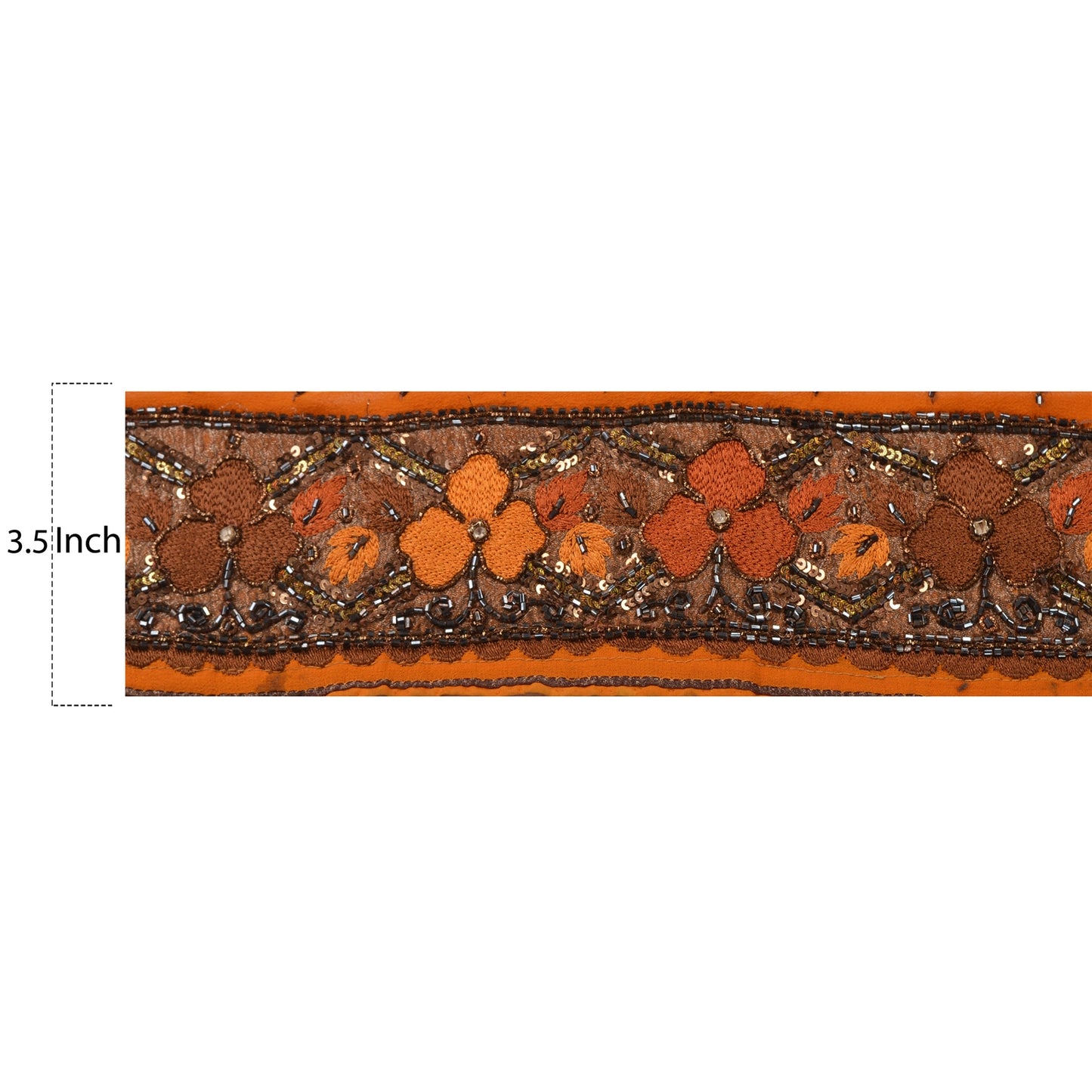 Sanskriti Vintage Sari Border Hand Beaded 1 Yd Indian Trim Sewing Orange Lace