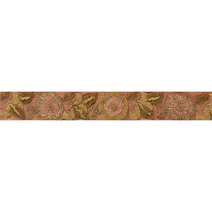 Sanskriti Vintage Sari Border Hand Embroidered 1Yd Indian Trim Ribbon Brown Lace