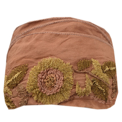 Sanskriti Vintage Sari Border Hand Embroidered 1Yd Indian Trim Ribbon Brown Lace