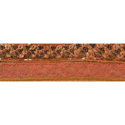 Sanskriti Vintage Sari Border Hand Beaded 1 Yd Trim Sewing Peach Craft Lace