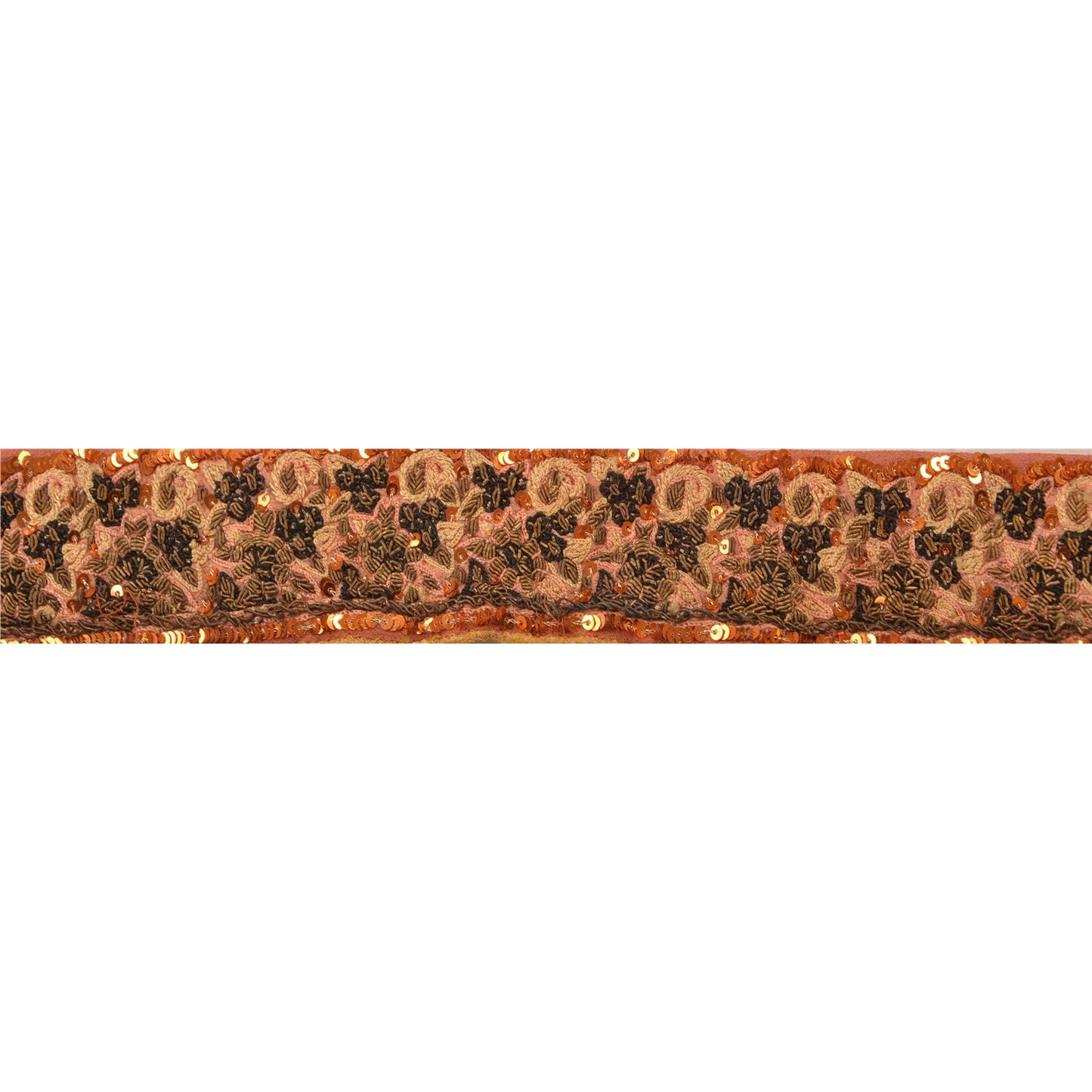 Sanskriti Vintage Sari Border Hand Beaded 1 Yd Trim Sewing Peach Craft Lace