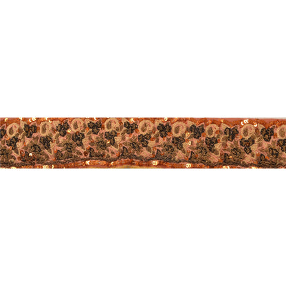 Sanskriti Vintage Sari Border Hand Beaded 1 Yd Trim Sewing Peach Craft Lace