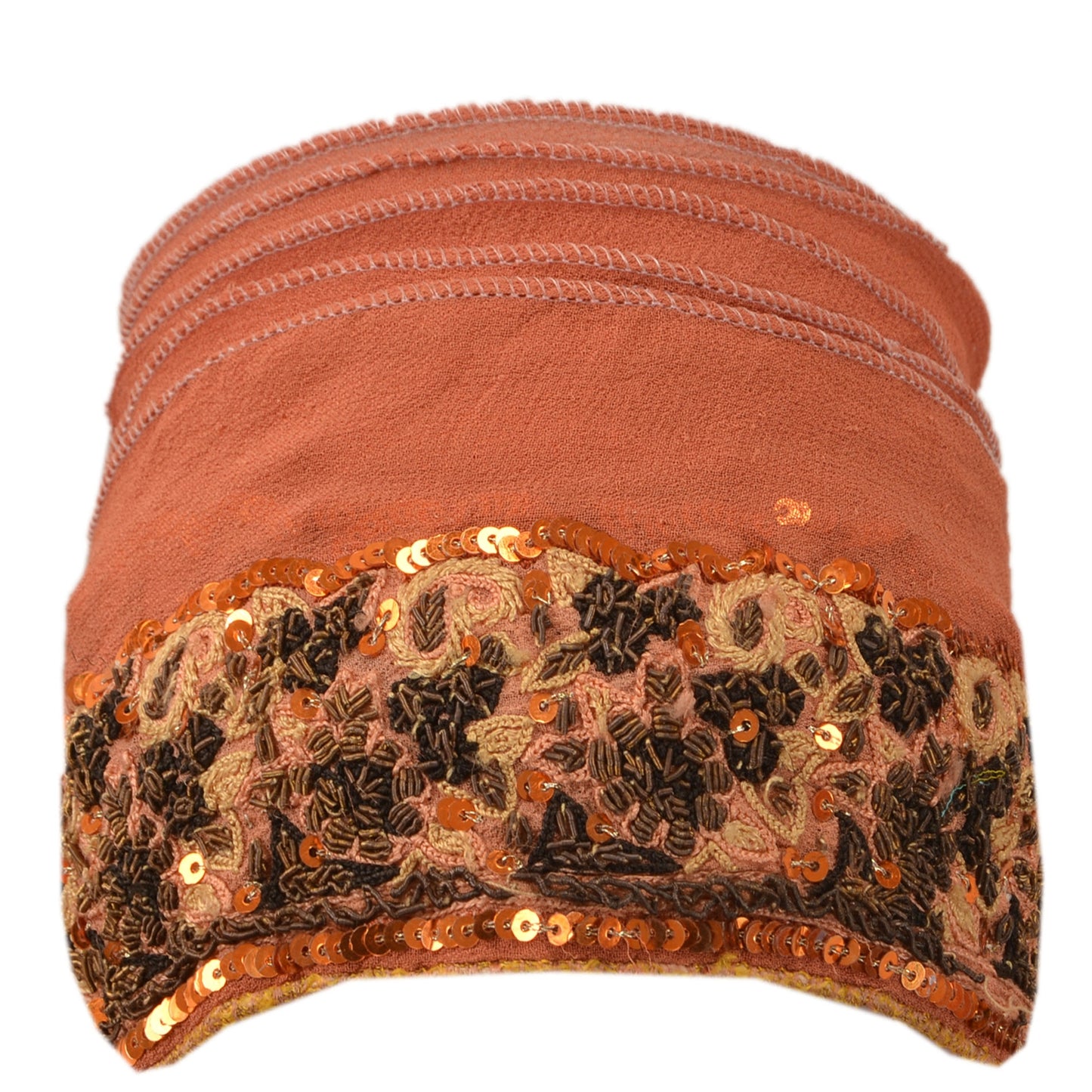 Sanskriti Vintage Sari Border Hand Beaded 1 Yd Trim Sewing Peach Craft Lace