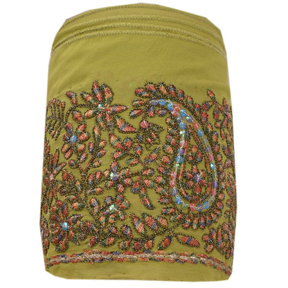 Sanskriti Vintage Sari Border Antique Hand Beaded 1 Yd Indian Trim Sewing Green Deco Lace