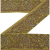 Sanskriti Vintage Sari Border Antique Hand Beaded 1 Yd Indian Trim Sewing Green Deco Lace