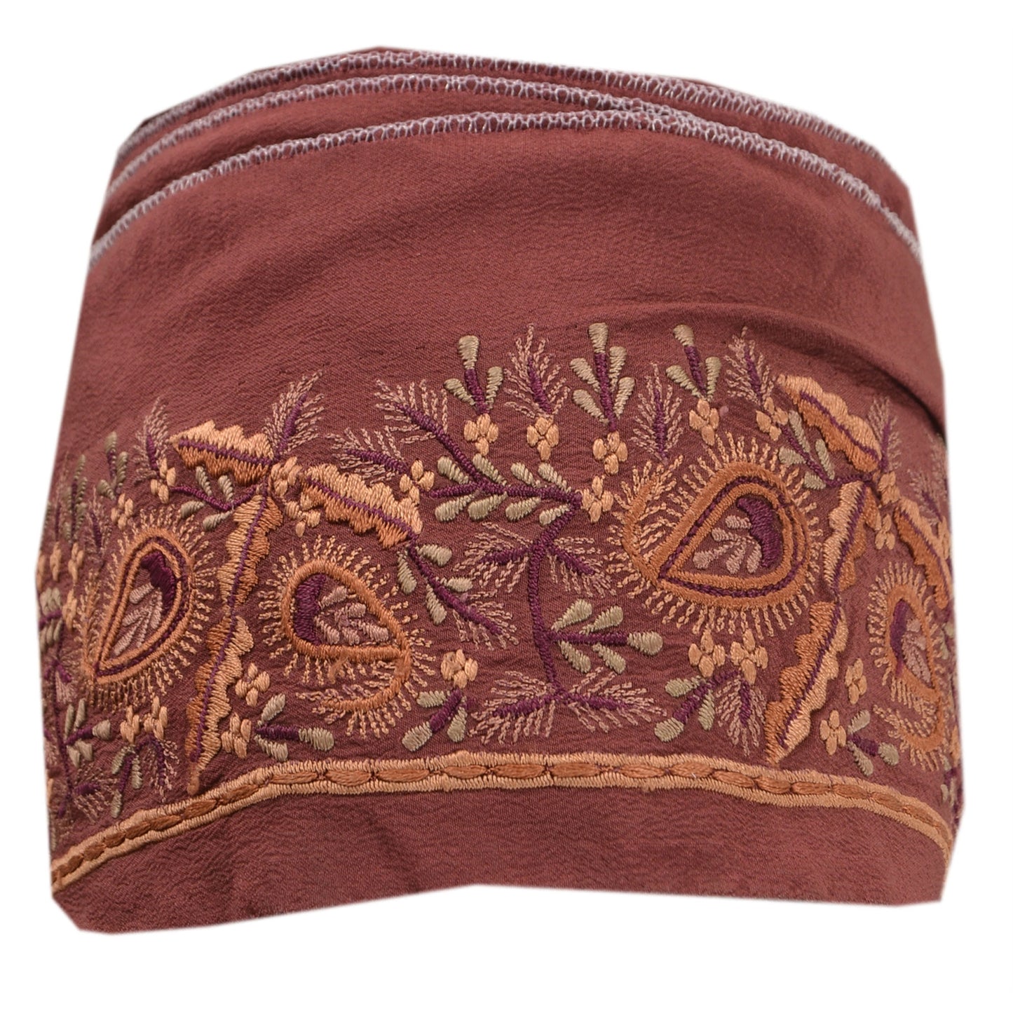 Sanskriti Vintage Border Embroidered 1 Yard Trim Sewing Brown Craft Floral Lace