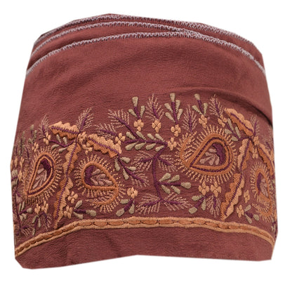 Sanskriti Vintage Border Embroidered 1 Yard Trim Sewing Brown Craft Floral Lace