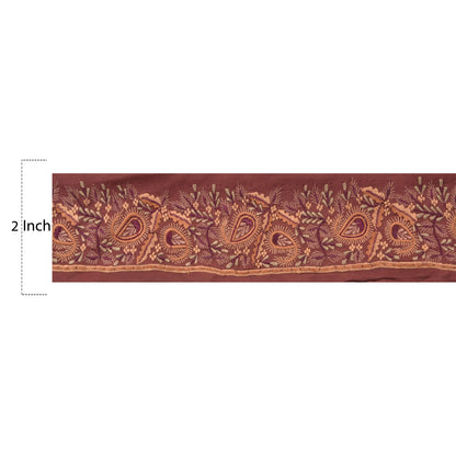 Sanskriti Vintage Border Embroidered 1 Yard Trim Sewing Brown Craft Floral Lace