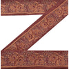 Sanskriti Vintage Border Embroidered 1 Yard Trim Sewing Brown Craft Floral Lace