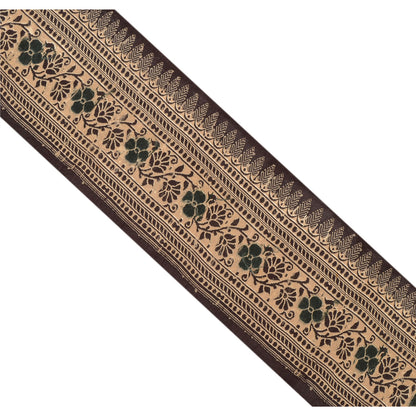 Sanskriti Vintage Sari Border Woven 1 Yd Trim Sewing Brown Craft Floral Lace