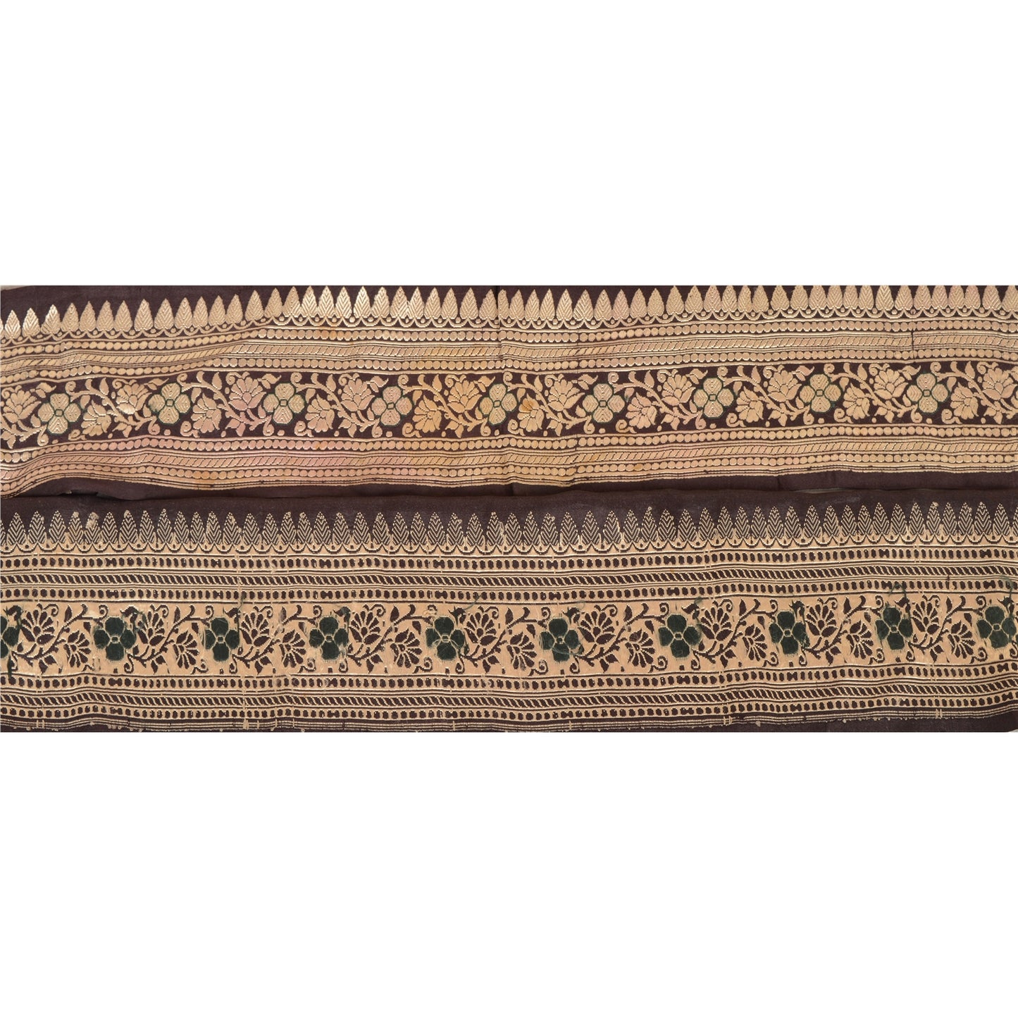 Sanskriti Vintage Sari Border Woven 1 Yd Trim Sewing Brown Craft Floral Lace