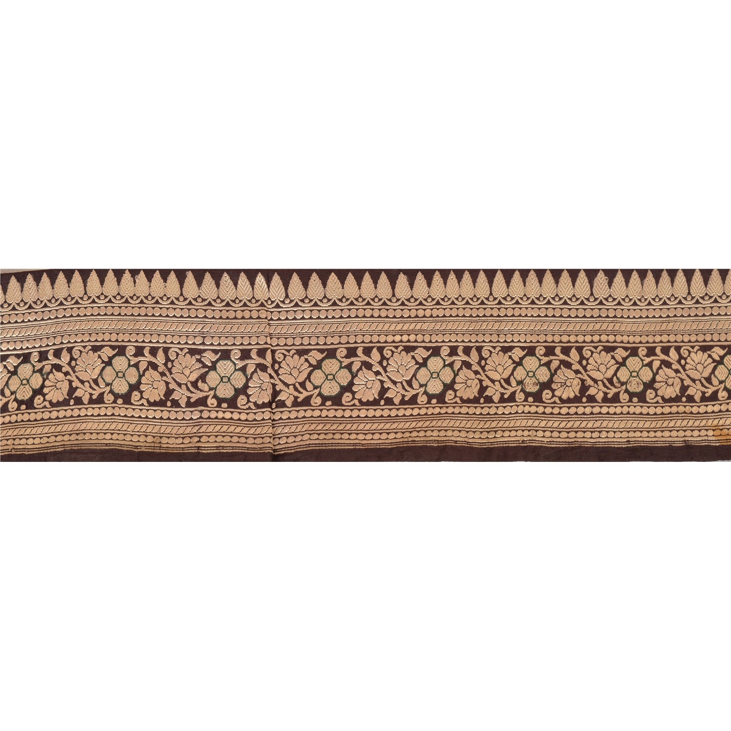 Sanskriti Vintage Sari Border Woven 1 Yd Trim Sewing Brown Craft Floral Lace